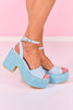 Powder Blue Ankle Strap Platform Sandals