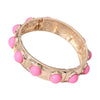 Pink Bead Embellished Hammered Metal Stretch Bracelet