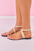 Shu Shop Beige Croc Gold Embellished Flat Sandals