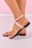Shu Shop Beige Croc Gold Embellished Flat Sandals