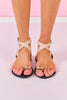 Shu Shop Beige Croc Gold Embellished Flat Sandals