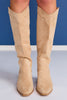 Beige Western Heeled Boots