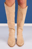 Beige Western Heeled Boots