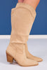 Beige Western Heeled Boots