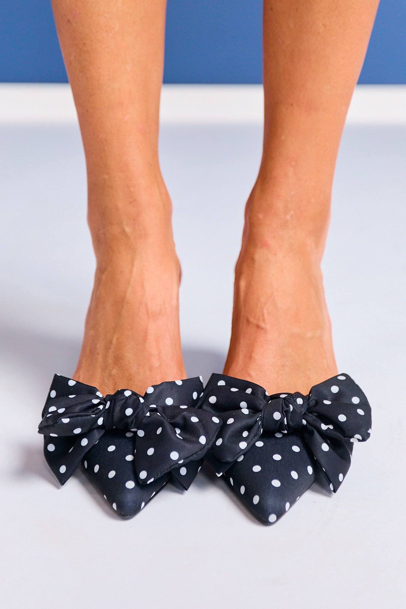 Matisse Black Polka Dot Bow Kitten Heels