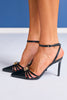 Black Gold Molten Embellished Ankle Strap Heels