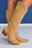 Beige Suede Knee High Boots