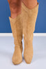 Beige Suede Knee High Boots