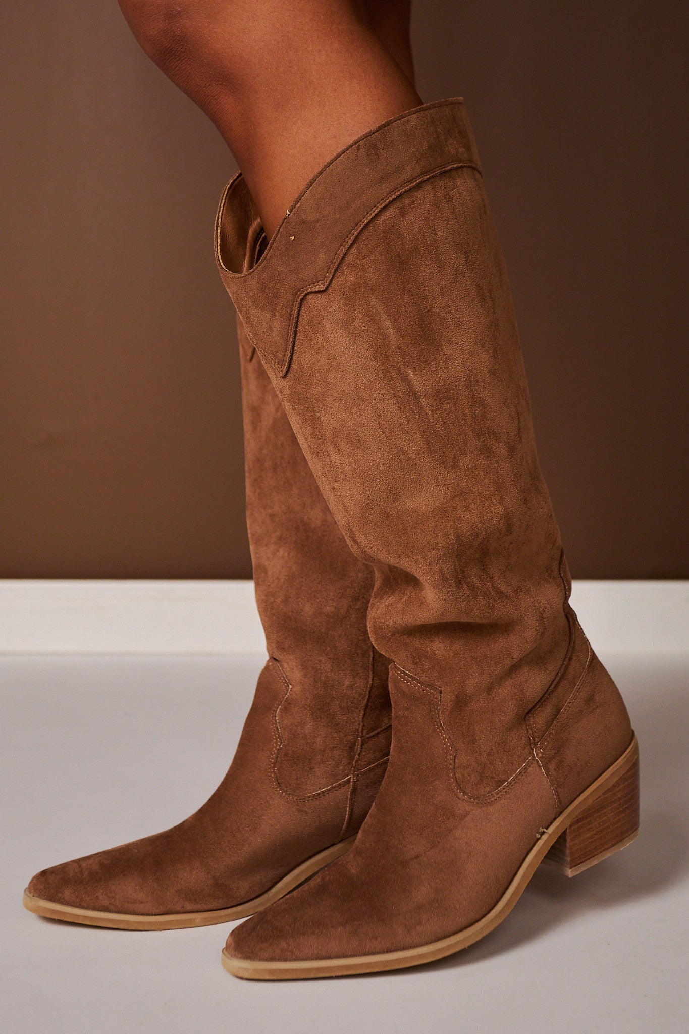 Brown Suede Knee High Boots