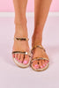 Bone Double Strap Gold Embellished Slides