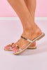 Bone Double Strap Gold Embellished Slides