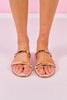 Bone Double Strap Gold Embellished Slides