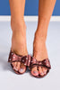 Brown Satin Polka Dot Bow Heels