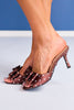 Brown Satin Polka Dot Bow Heels
