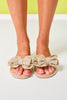 Champagne Pleated Bow Slides