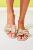 Champagne Pleated Bow Slides