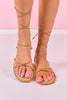 Tan Wrap Around Ankle Strap Sandals