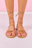 Tan Wrap Around Ankle Strap Sandals
