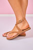 Tan Ankle Strap Toe Embellished Sandals