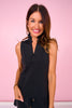 SSYS Peyton Sleeveless Scuba Frill Neck Top In Black