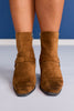 Tan Faux Suede Harness Boots