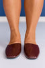 Chocolate Leather Square Toe Mule Flats