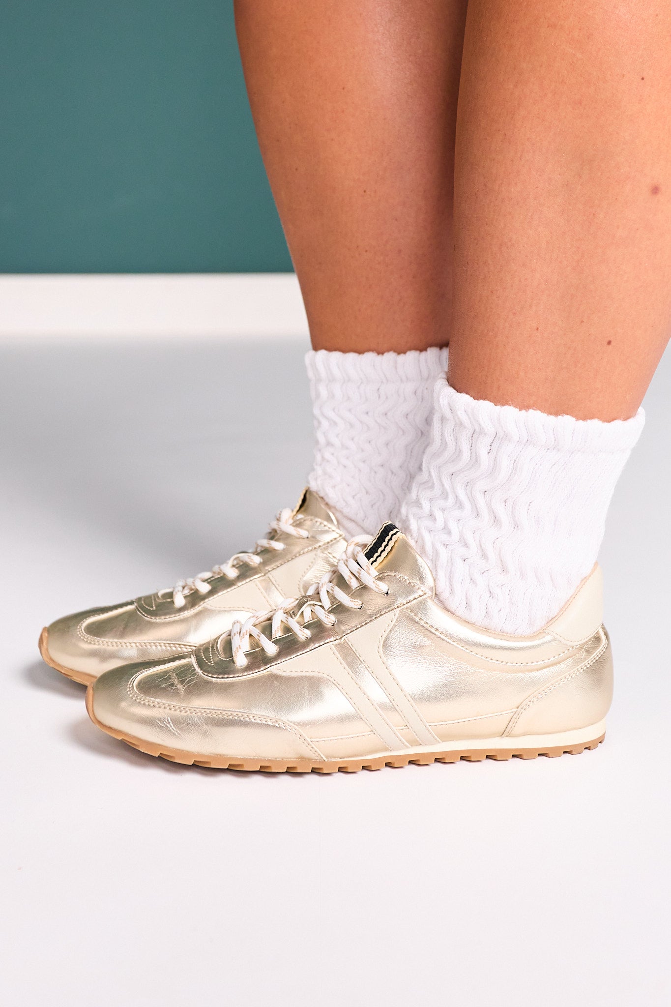 Shu Shop Gold Metallic Retro Sneakers