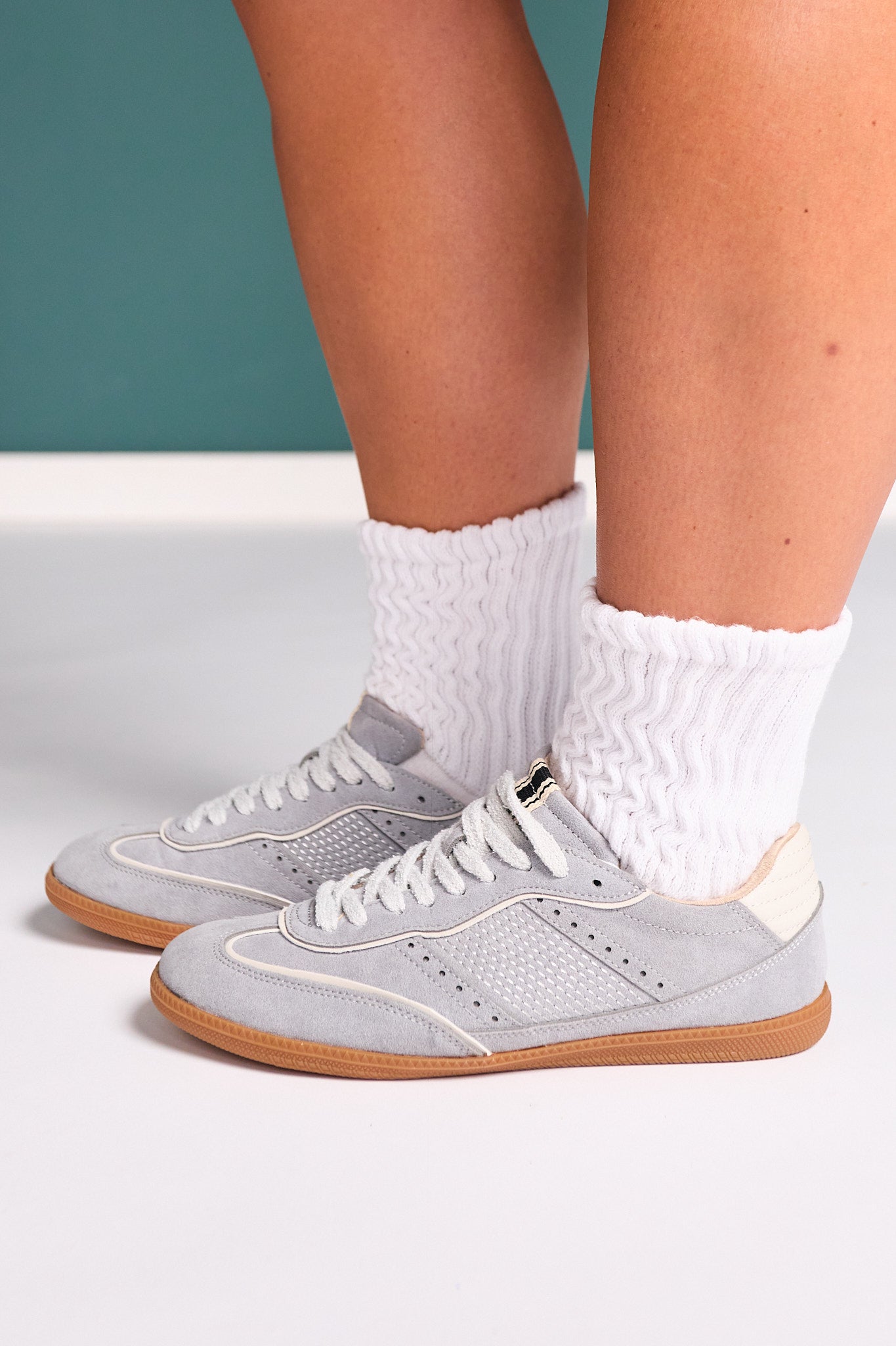 Shu Shop Light Blue Suede Low Profile Sneakers