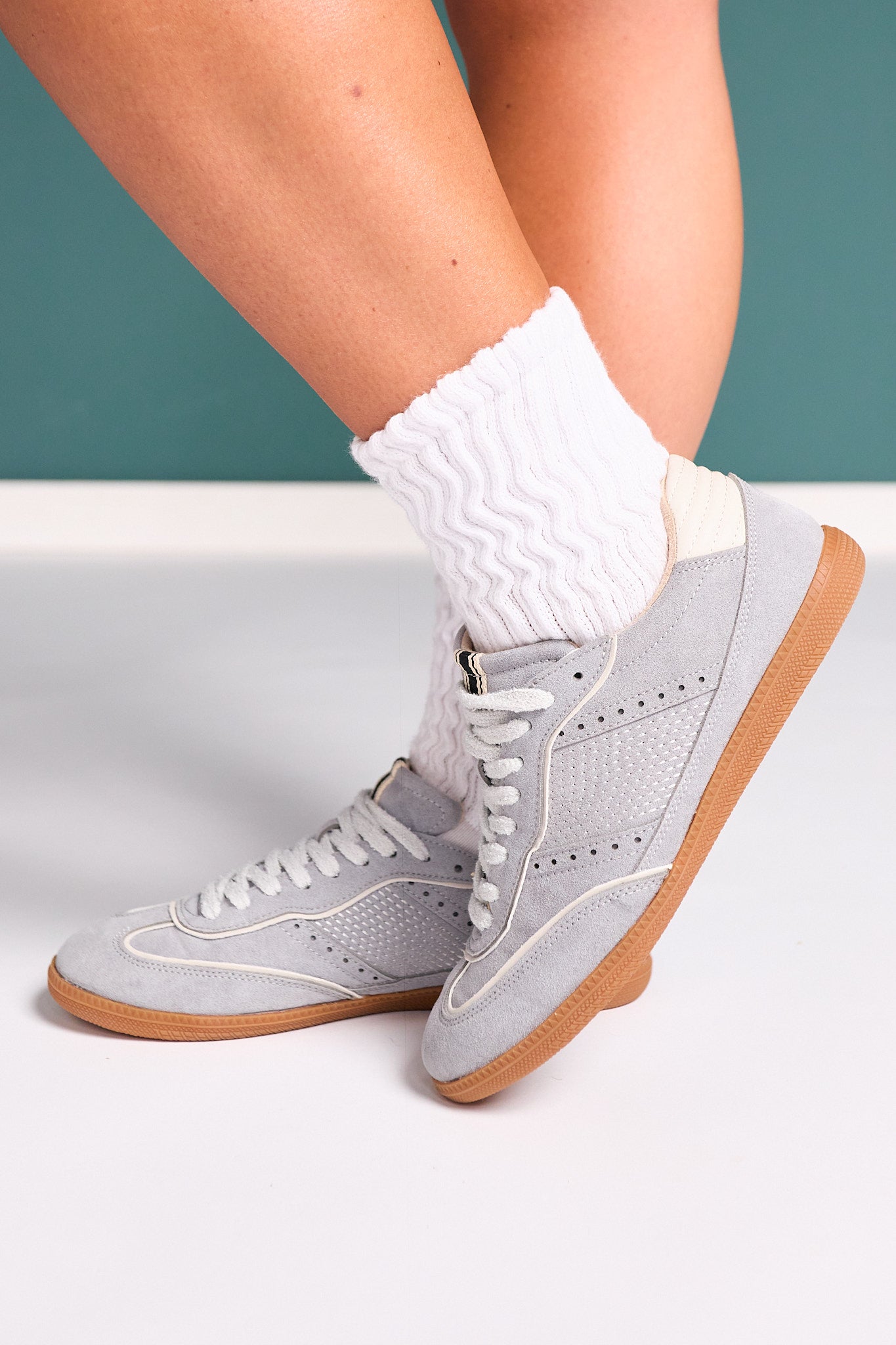 Shu Shop Light Blue Suede Low Profile Sneakers