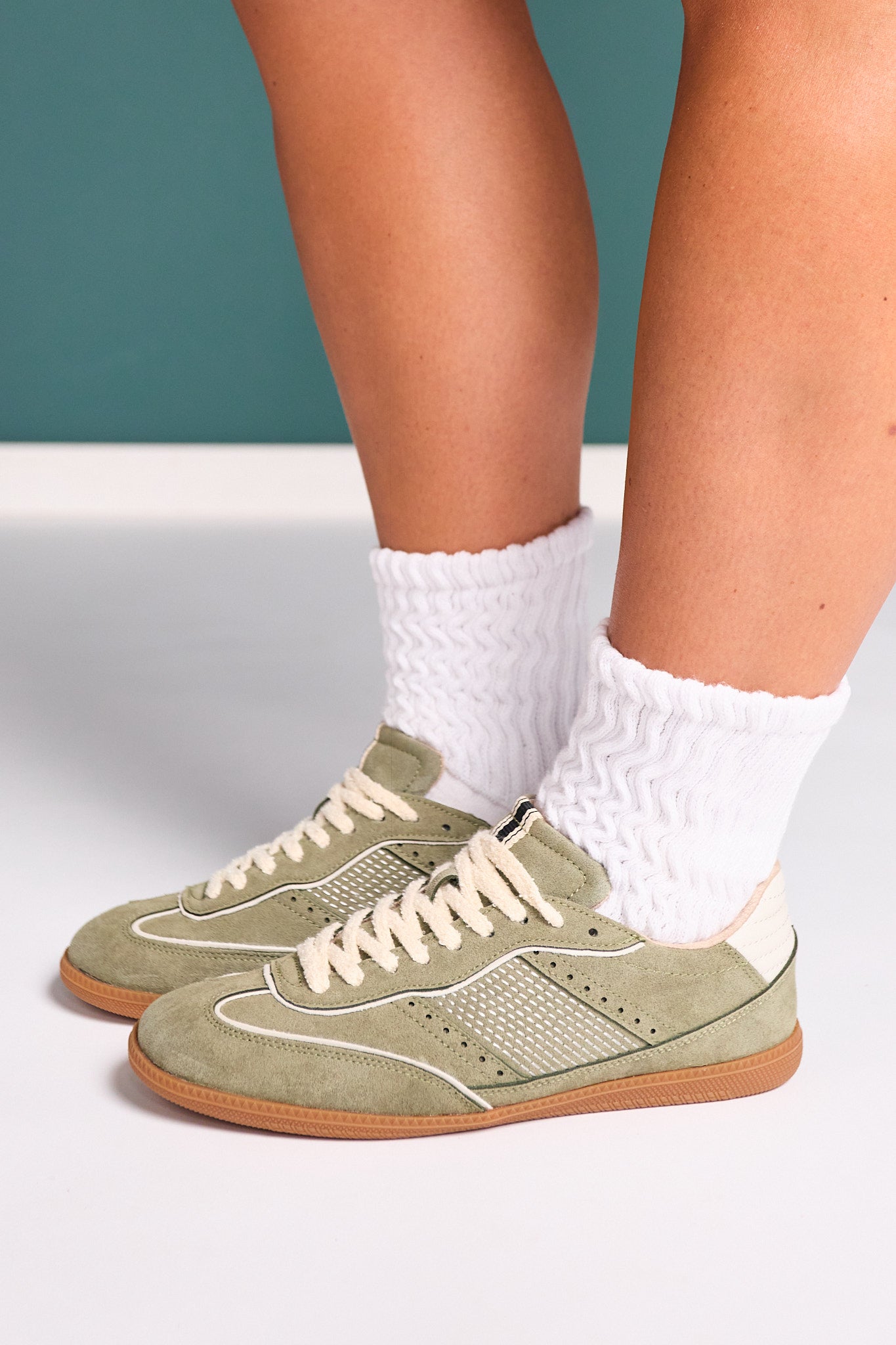 Shu Shop Olive Suede Low Profile Sneakers