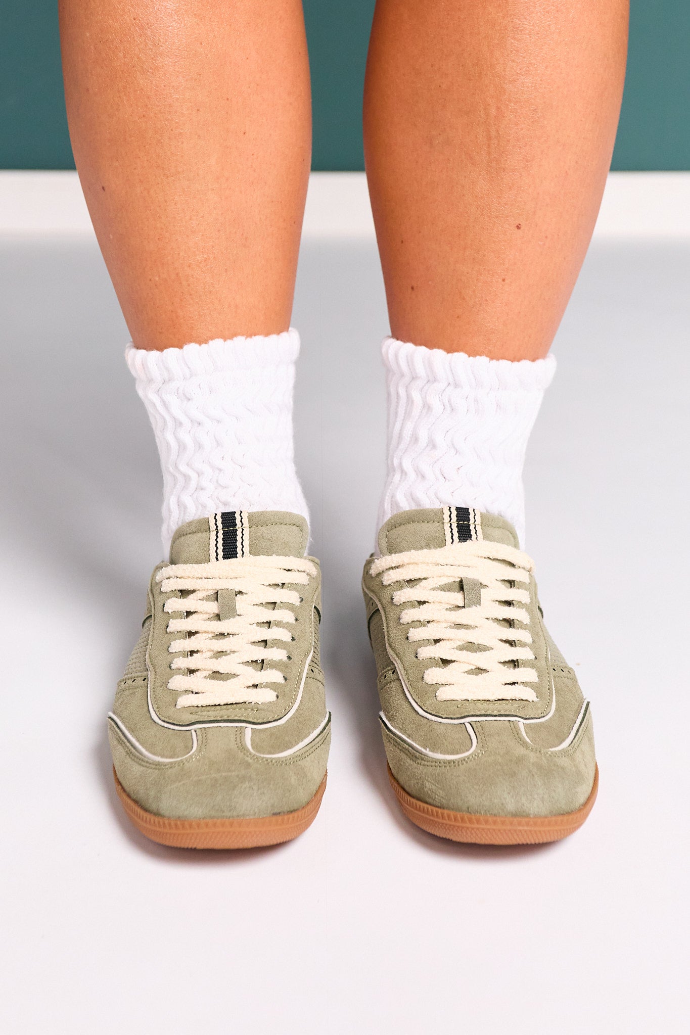Shu Shop Olive Suede Low Profile Sneakers