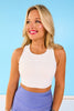 SSYS White Solid Racerback Sports Bra