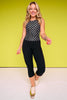 SSYS Black Polka Dot Fitted Racerback Tank