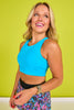 SSYS Bright Blue Solid Racerback Sports Bra