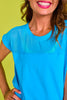 SSYS Short Sleeve Mesh Active Top In Ocean Blue