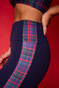 SSYS Tartan Inset Navy High Waist Leggings