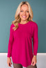 SSYS Ribbed Long Sleeve Active Top In Deep Pink