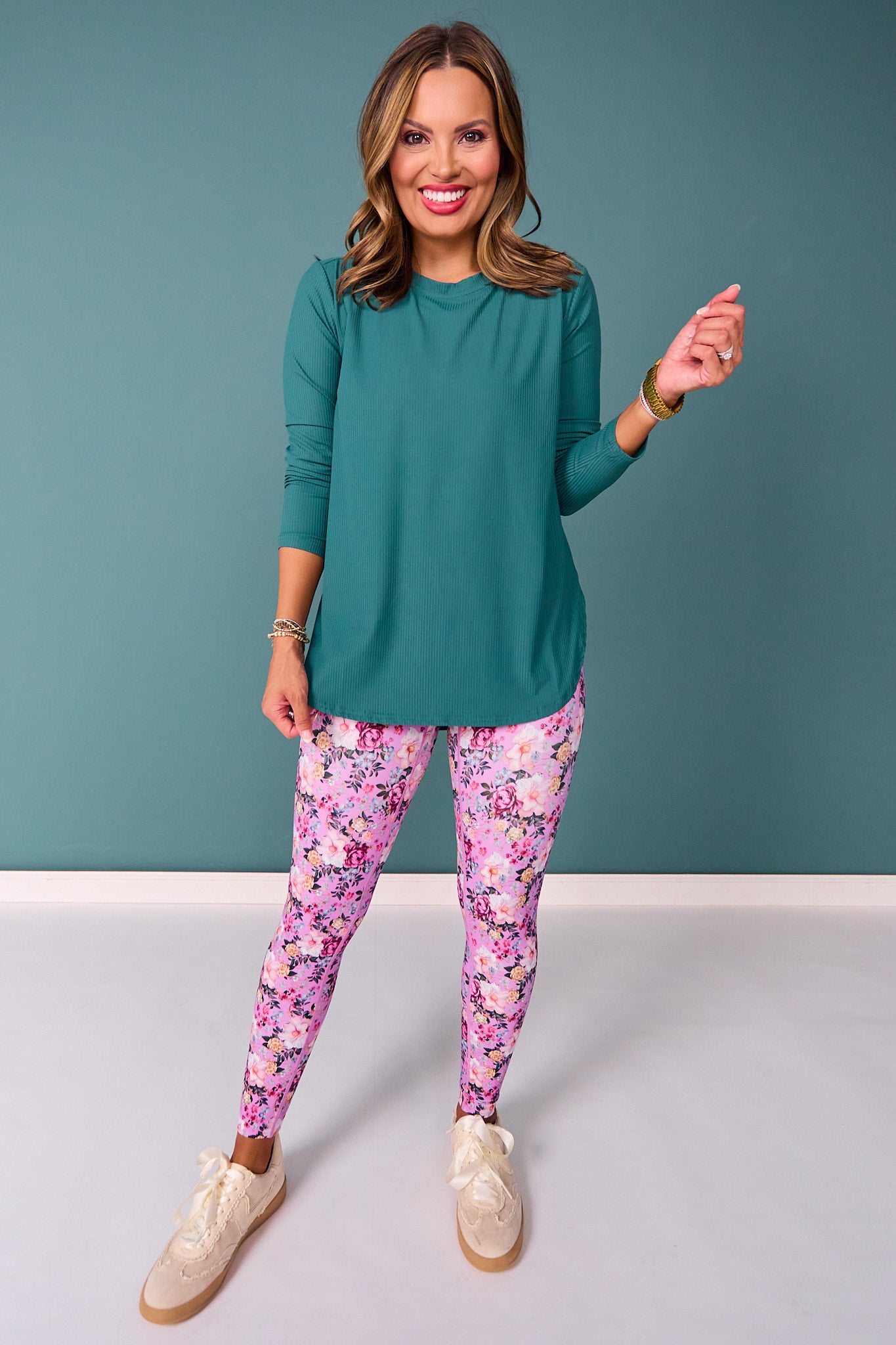 SSYS Ribbed Long Sleeve Active Top In Hunter