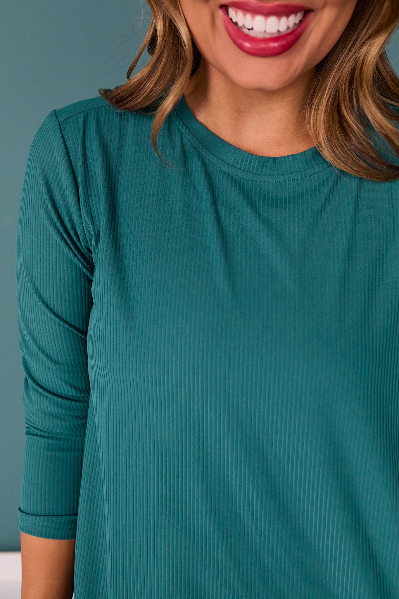 SSYS Ribbed Long Sleeve Active Top In Hunter
