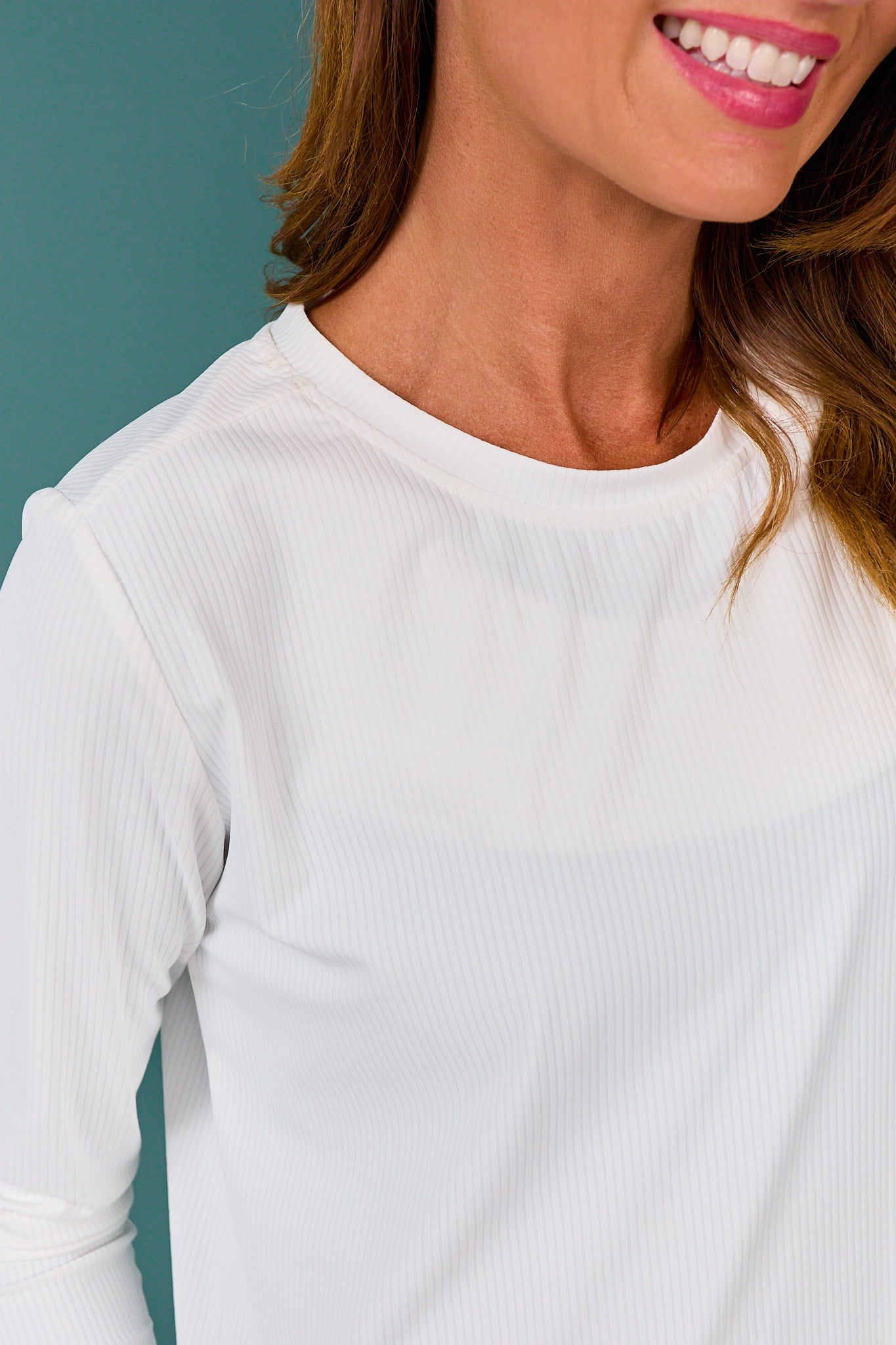 SSYS Ribbed Long Sleeve Active Top In Ivory