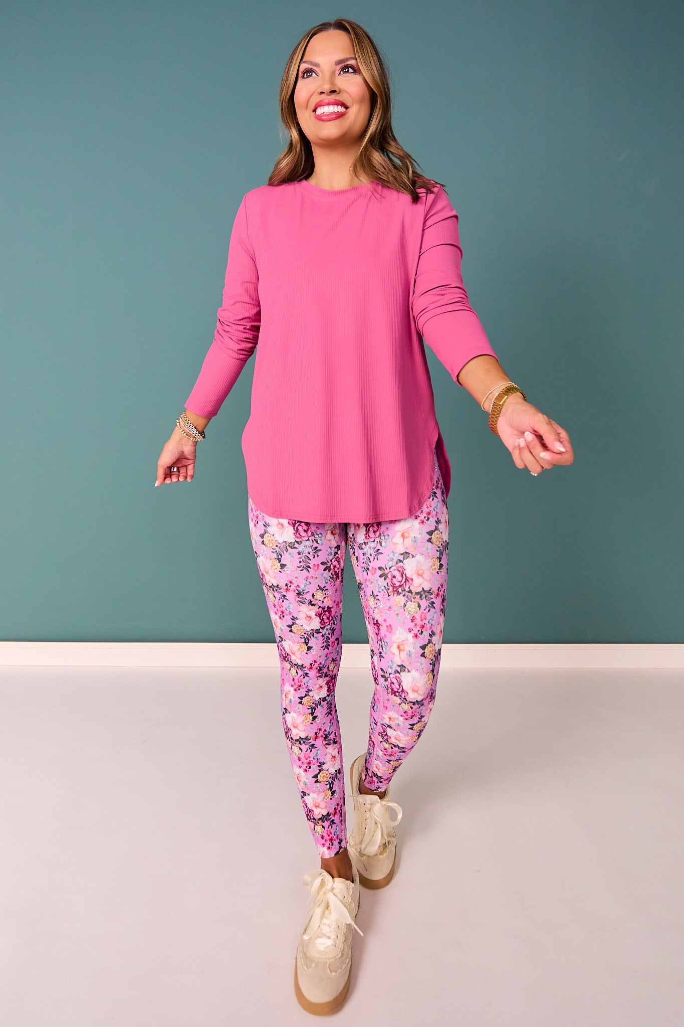 SSYS Ribbed Long Sleeve Active Top In Mauve
