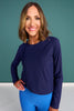 SSYS Ribbed Long Sleeve Active Top In Navy