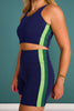 SSYS Hunter And Matcha Inset Stripe Navy Sports Bra