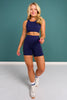 SSYS Hunter And Matcha Inset Stripe Navy Sports Bra