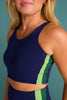 SSYS Hunter And Matcha Inset Stripe Navy Sports Bra