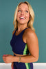 SSYS Hunter And Matcha Inset Stripe Navy Sports Bra