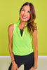 SSYS Signature Neon Green Sleeveless Frill V Neck Active Top
