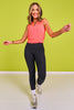 SSYS Signature Neon Orange Sleeveless Frill V Neck Active Top