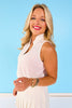 SSYS Signature White Sleeveless Frill V Neck Active Top