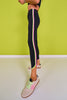 SSYS Neon Pink and Neon Green Inset Trim Black High Waist Leggings